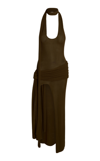 Alya Scarf-Detailed Stretch-Cotton Knit Maxi Dress