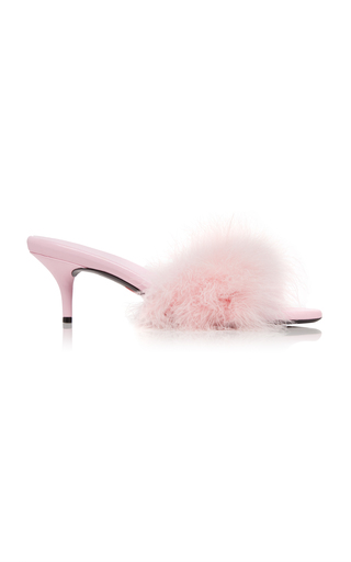 Boudoir Feather-Trimmed Leather Sandals