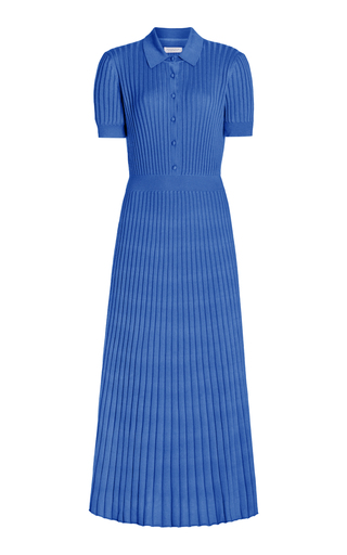 Amor Ribbed Knit Cashmere-Silk Polo Midi Dress