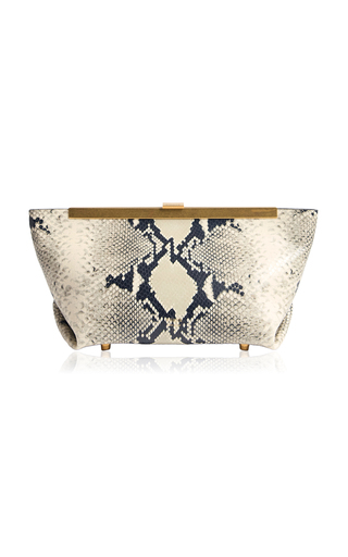 Aimee Python-Effect Leather Clutch