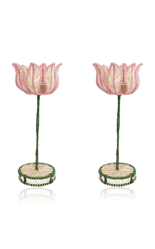 Set Of 2 Pink Petals Candle Holder